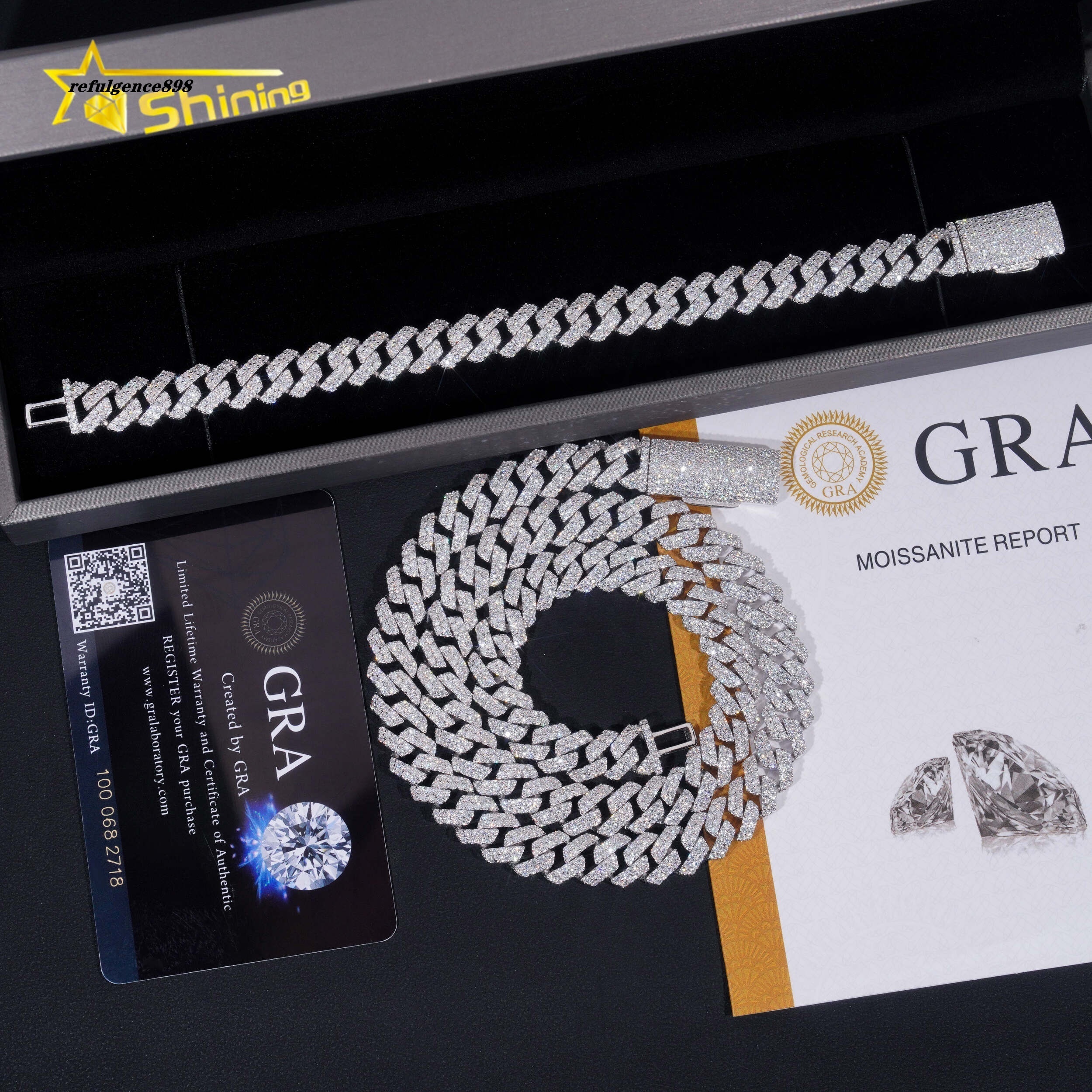 RTS Fine Jewelry Pass Diamond Tester 10MM Gold Plated 925 Sterling Silver VVS Moissanite Diamond Men Hip Hop Cuban Link Chain