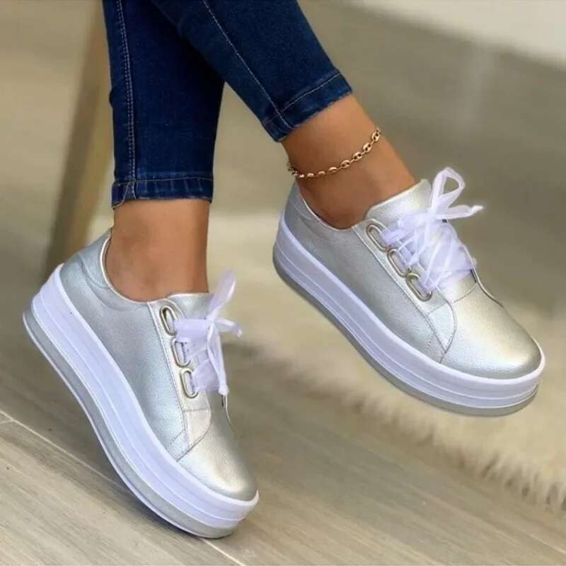Women Ladies Fashion Ribbon Casual Vulcanized Lace Up Thick Sole Sneakers Women's Shoes