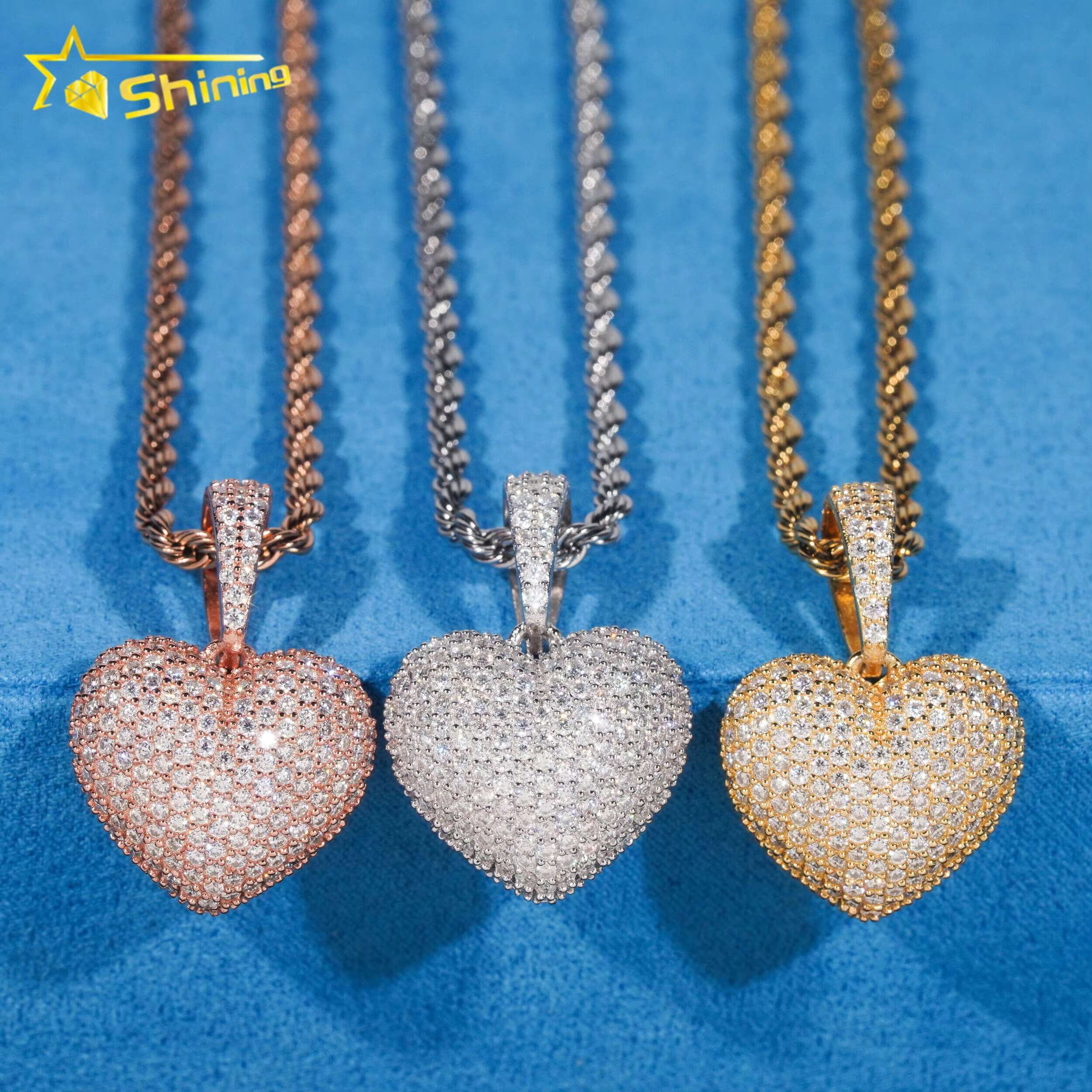 Ready to Ship Hip Hop Heart Iced Out 925 Sterling Silver Diamond Moissanite Pendant for Necklace
