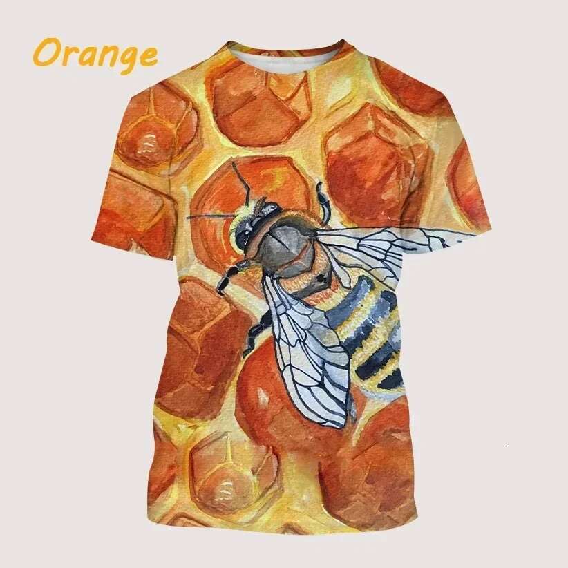Men s T shirt D printed with bee and honey patterns large size loose fit comfortable breathable XL new collection for summer