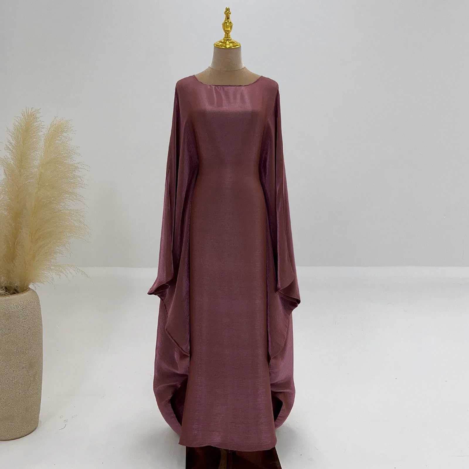 2025 Ramadan Satin Abaya Islam Muslim Summer Batwing Slve Maxi Dress Ka Abayas For Women Kaftan Robe Musulmane Femme Vestidos X2505141