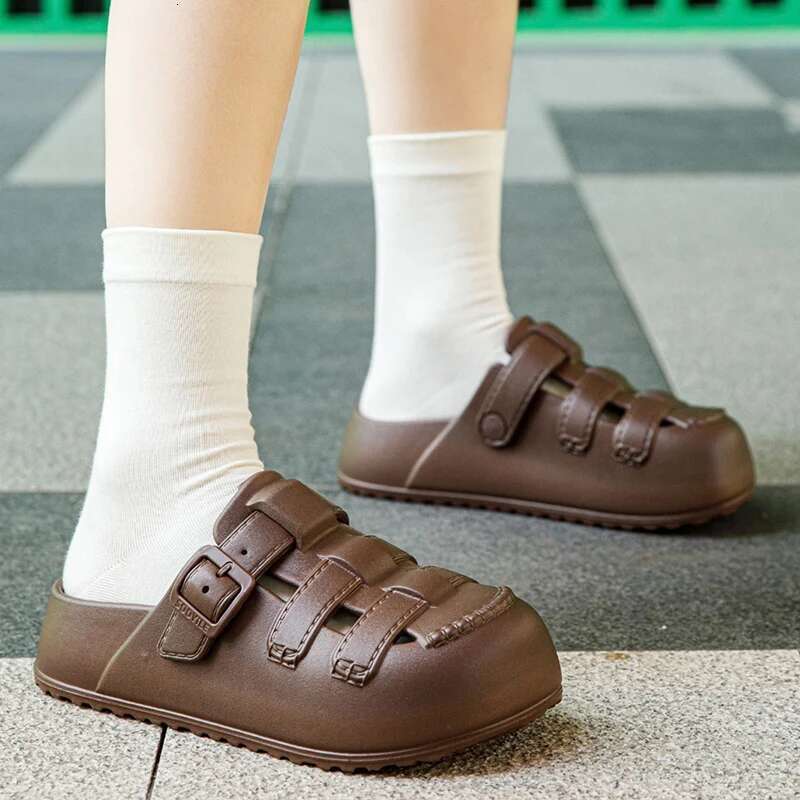 Fashion Hollow Out Platform Sandals Women Summer Thick Bottom EVA Clogs Garden Shoes Woman Buckle Strap Non Slip Slippers