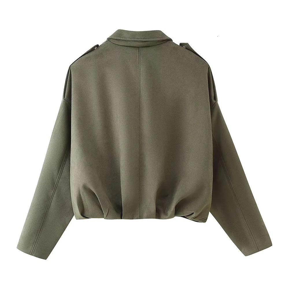 Womens Clothing European and American Fashion Variations Suede Texture Effect Female Pilot Jacket 250326