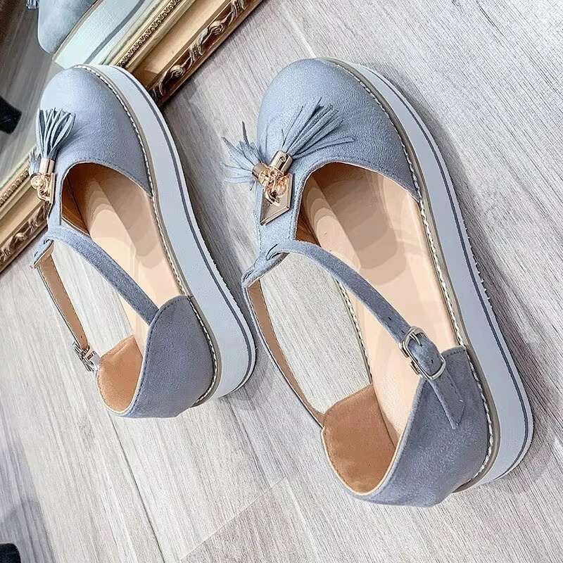 Women's Summer Casual Flat Heel Tassel Buckle Strap Female Sandals Platform Vulcanized Shoes for Women New