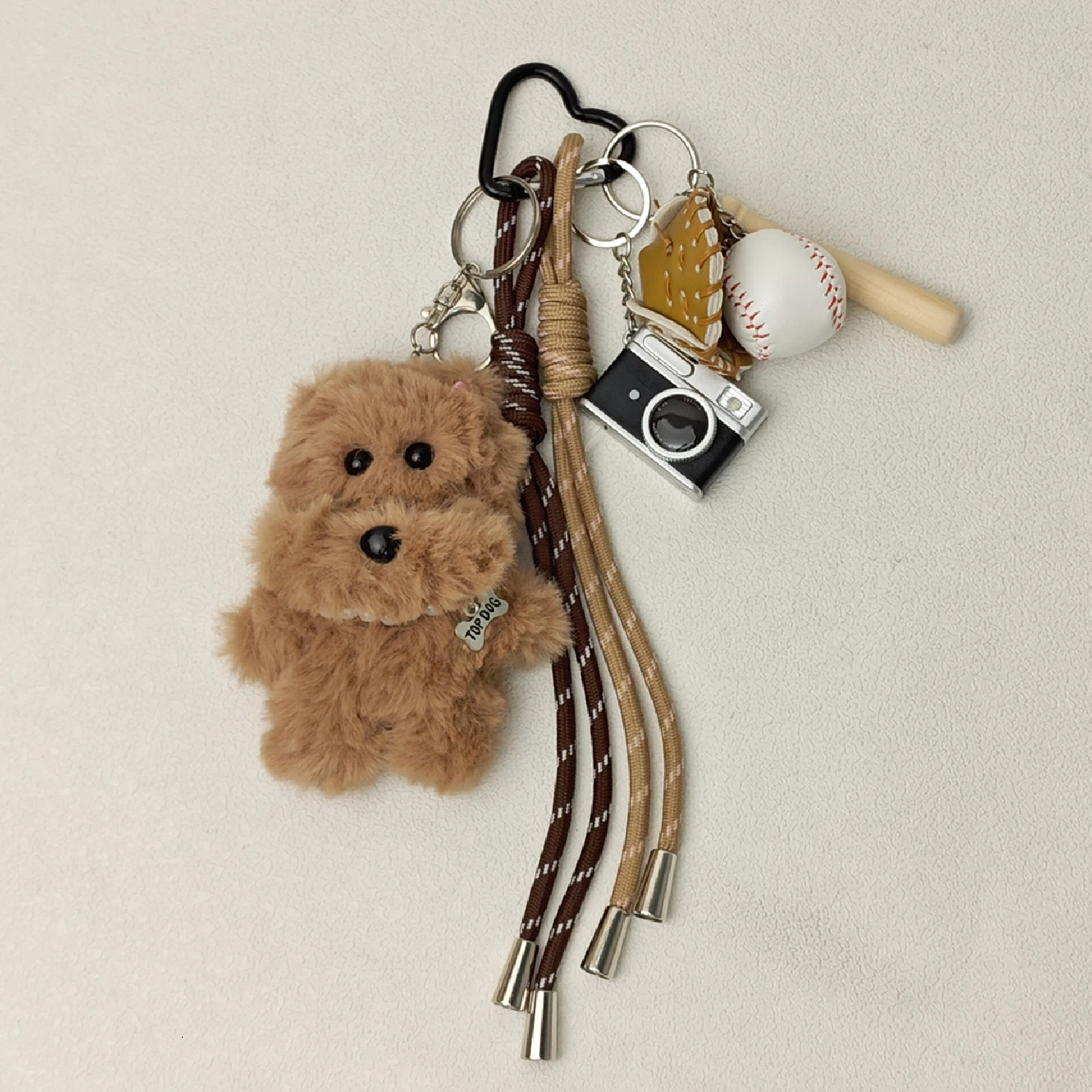 2025 Cute Cartoon Plush Doll Bag Pendant Dog Rabbit Little Bear Camera Keychains Accessories Gift250325