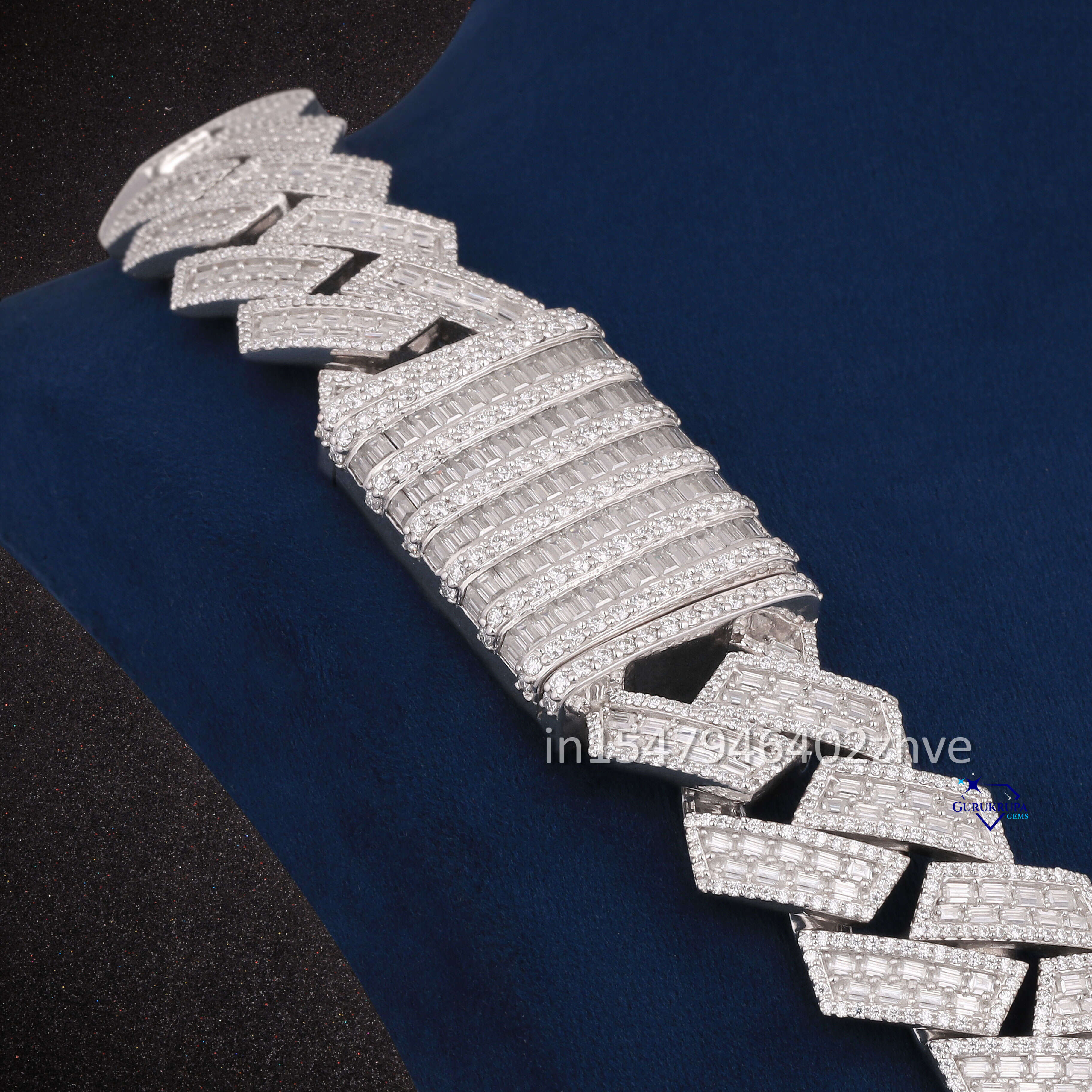 Cool Hip Hop Jewelry Necklaces Moissanite Diamond Round Baguette Cut Miami 22 MM Cuban Link Chain For Reppar Style