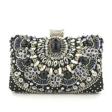 Handmade bead embroidery diamond y dinner bag fashionable retro crystal clutch night handbag Sac Tendance n 250326
