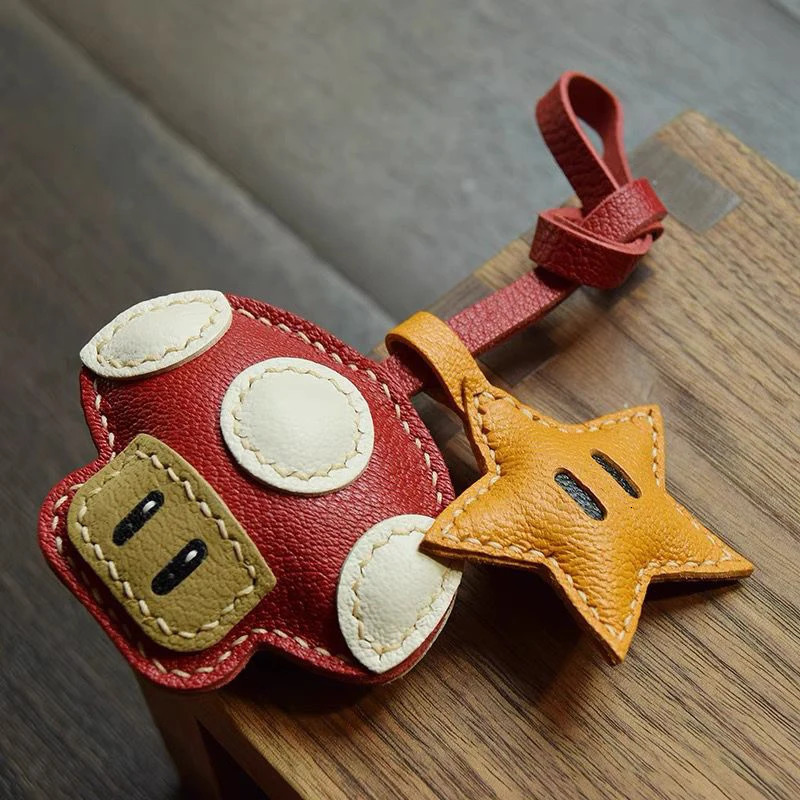 Genuine Leather Handmade Pendant Bag Accessories Cute Car Hangings Keychain Bag Charms Cute Animal Bag Decorations250325