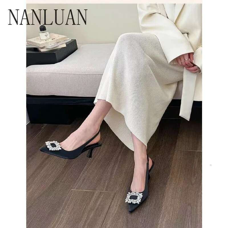 Boutique Autumn High-heeled New High-quality Stiletto Women's Metal Decorative Solid Color Fashion Shoes