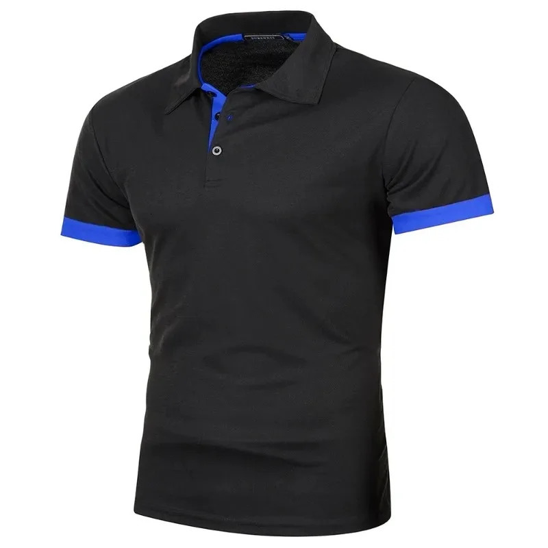 Summer mens short sleeved polo shirt lightweight lapel streetwear breathable basic business solid color top 250327