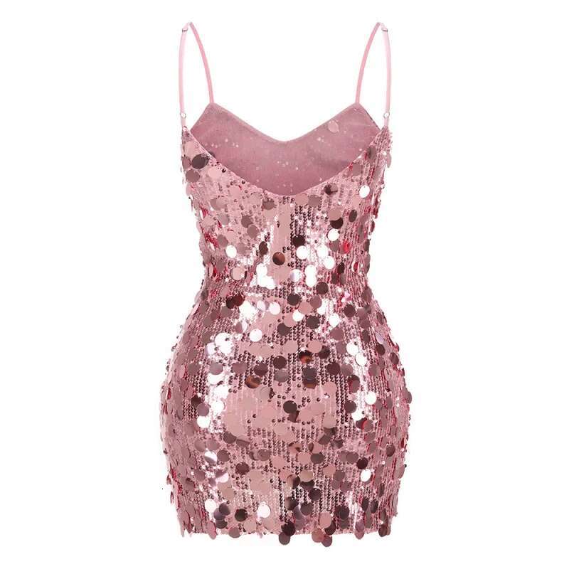 Dongdumaoyi Fashion Sexy Sequined Draper Sheath Mini Skirt Sequins Shiny Dress Hot Girl Suspension C