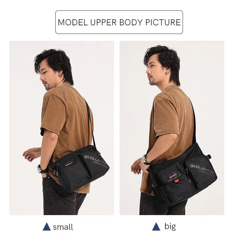 Volunteer Cross Body Bag Mens Fashion Waterproof Oxford Letter Printing Messenger Casual Lightweight Shoulder 180218 250326