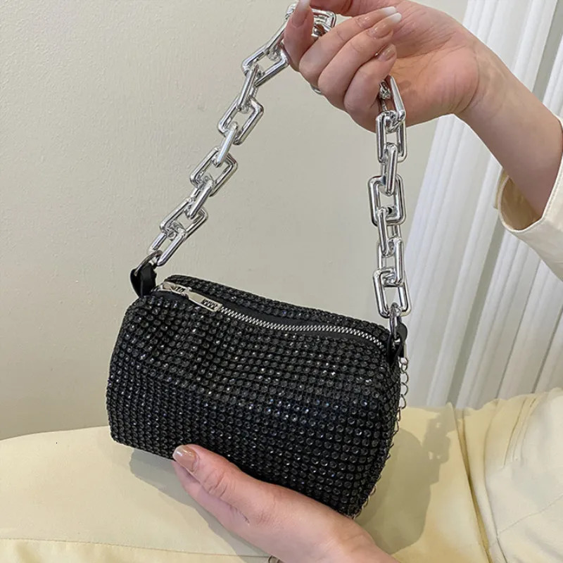 Allover Rhinestone Bucket Bag Sparkling Chain Promotional Wallet Womens Mini Crossover 63 354 inches 250326