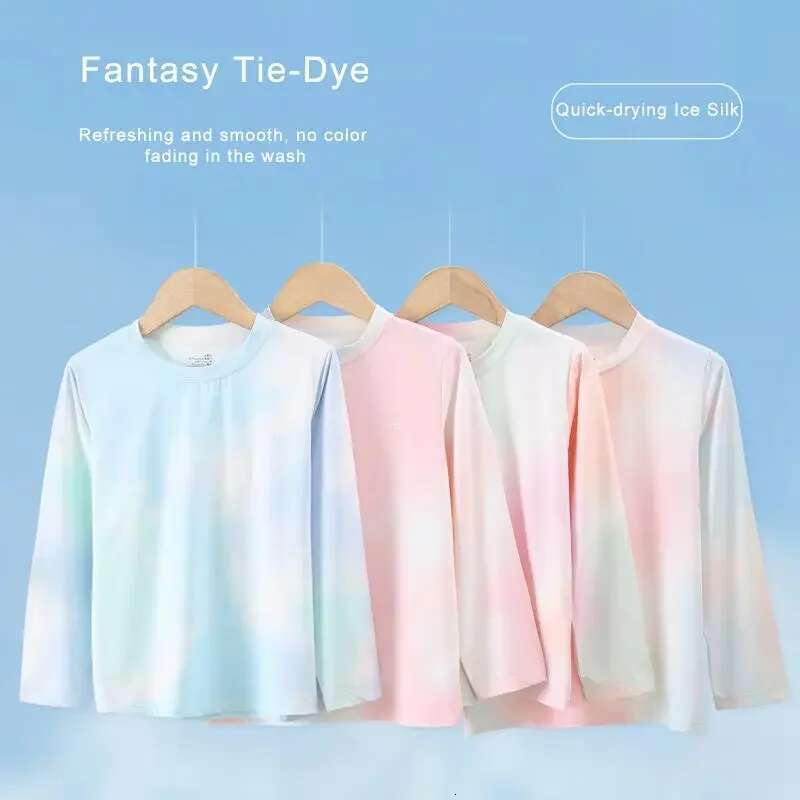 Ddmyshoesvip Children Colorful Printed O Neck Short Long Sleeve Gym Shirts Girls Quick Drying T Shirt Kids Breathable Sports Tops