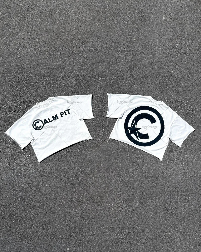 European and American Street Summer Shortsleeved Oversized Loose Cotton Tshirt with Graphic Print Casual Versatile Tops Men 250318