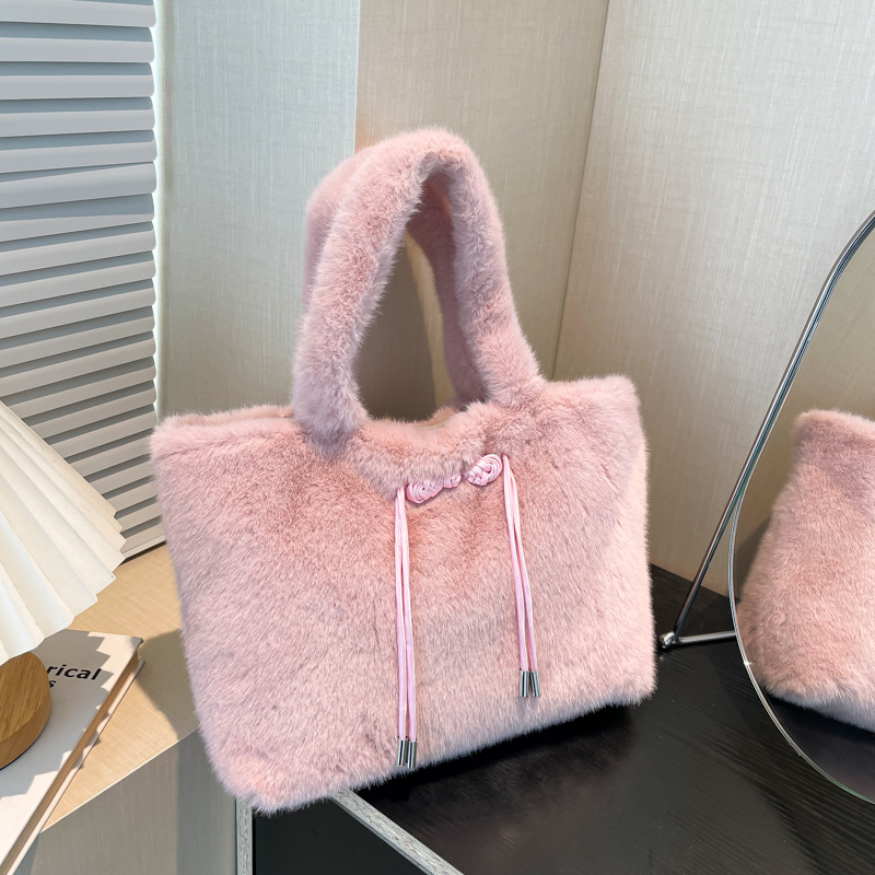 free shipping new tote Bag Plush File bag Ladies literary square hand held on one shoulder
