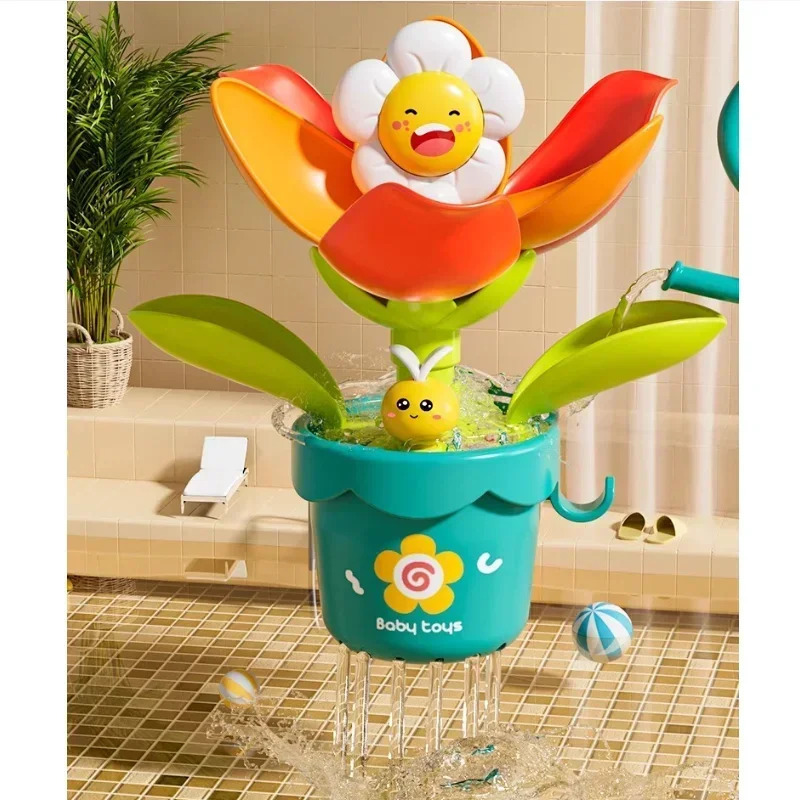 Baby Funny Water Game Bath Toy Sunflower Bathroom Shower Spray Water Bathroom Bathtub Toy Fun Water Spray Sprinkler 250326