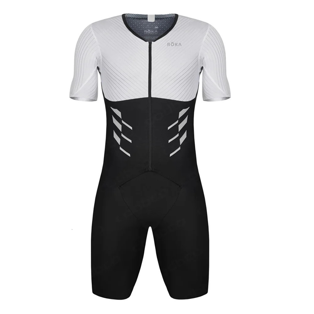 Summer ROKA Triathlon One Piece Cycling Bodysuit Mens Short Skinsuit Tight Cycling Suit MTB Ropa Ciclismo Elastic Bike Bodysuit 250326