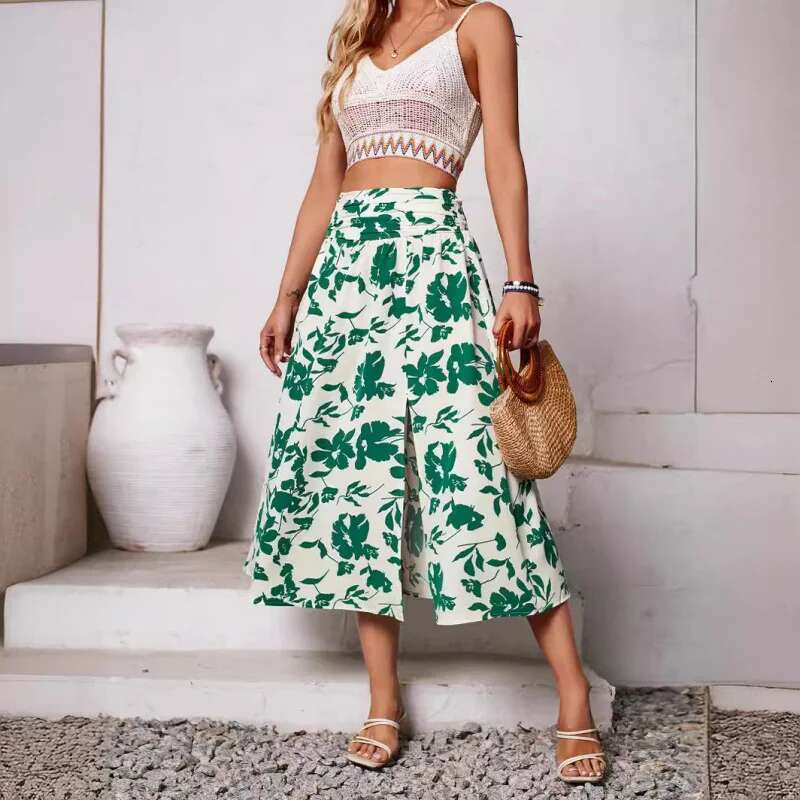 Dongdumaoyi Nieuwe Dames Zomer Casual Gesmokte Bloemenprint Rok C