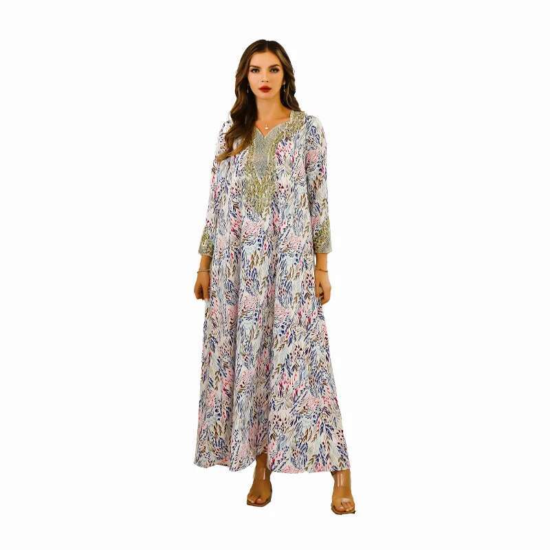 Dongdumaoyi Abaya Vrouwen Lange Gewaad Dubai Turkije Midden Oosten Moslim Strass Grote Avondjurk W
