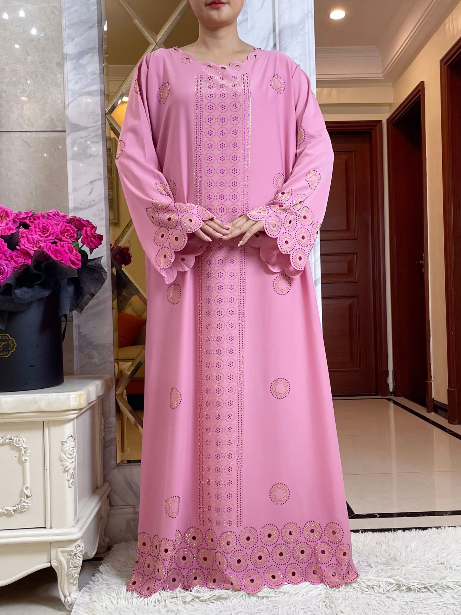Autumn Womens Elegant Dress Dubai Party Clothing Long Sleeve Dashiki Muslim High Comfort Fabric African Abaya 250326