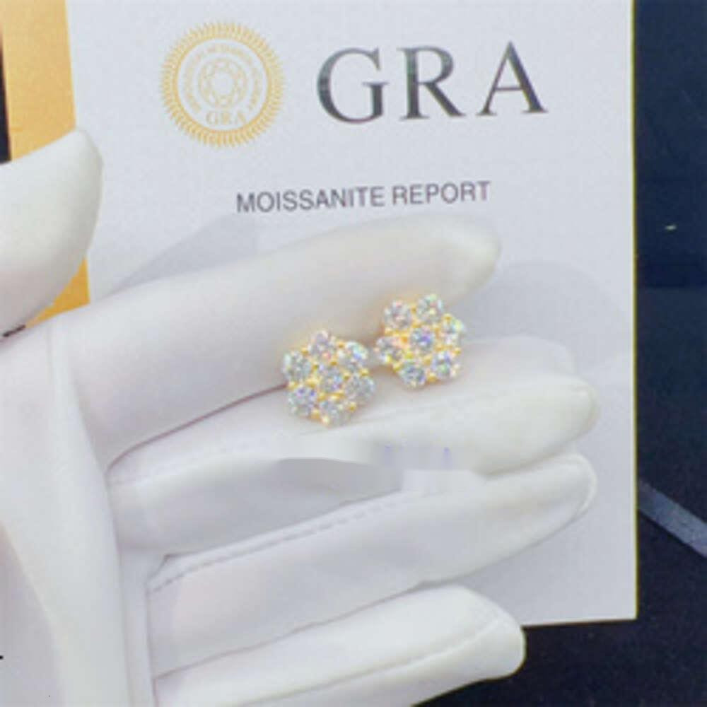 Zuanfa Hot Top Selling Pass Diamond Tester Fine Jewelry 925 Silver 8mm 12mm 15mm Flower Earrings VVS Moissanite Stud Earrings