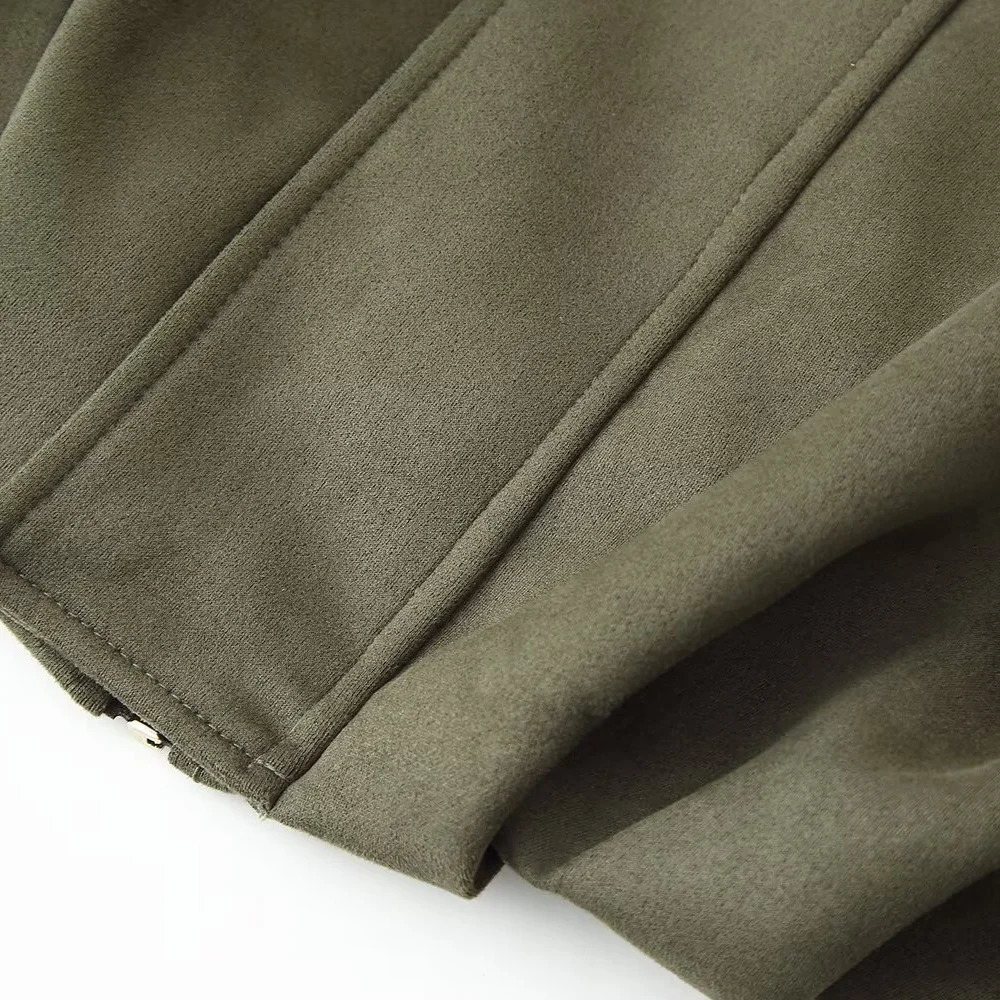 Womens Clothing European and American Fashion Variations Suede Texture Effect Female Pilot Jacket 250326