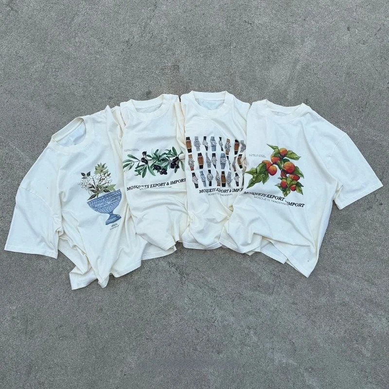 Y2K retro graphic Tshirt with printed pattern for mens casual streetwear oversized hiphop original cotton loose 250318
