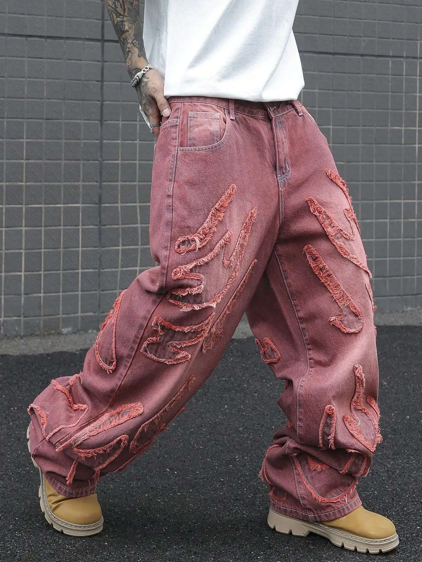 Vintage Hip Hop Wash Flame Pattern Embroidery Y2k Baggy Men And Women High Waist Slouchy Jeans Gothic Pants Streetwear