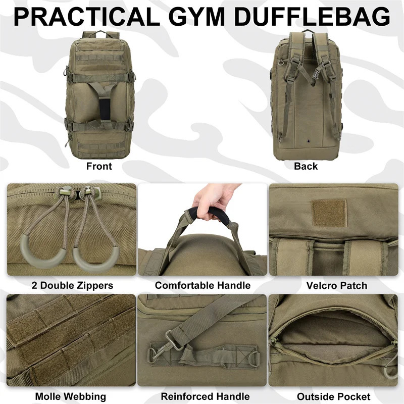 40L 60L 80L Large Duffle Bag Tactical Backpack Outdoor Camping Bags Molle Men Backpacks Travel Bag for Hiking 250326
