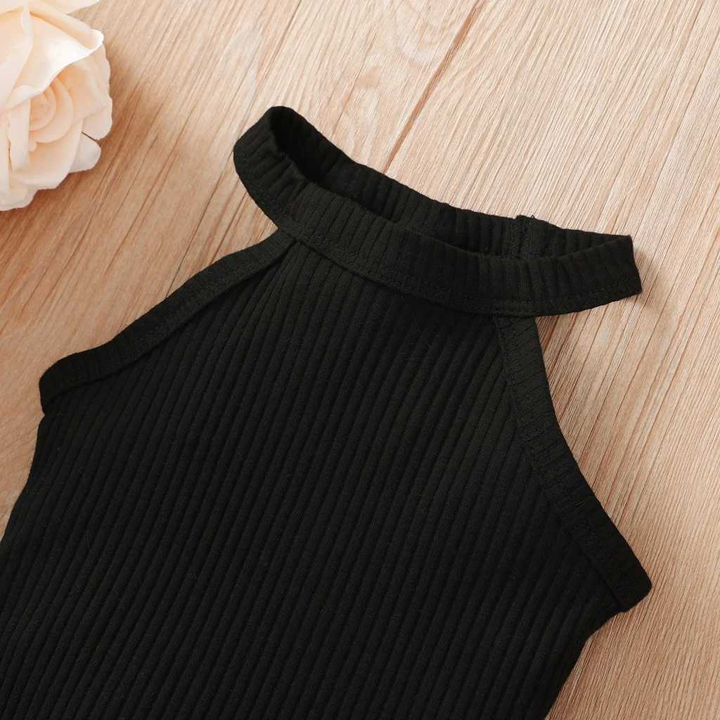 2PCS baby girl clothing set with ribbed hanging collar top and short skirt fashionable Korean style summer clothing for girls aged 3-24 monthsT250327