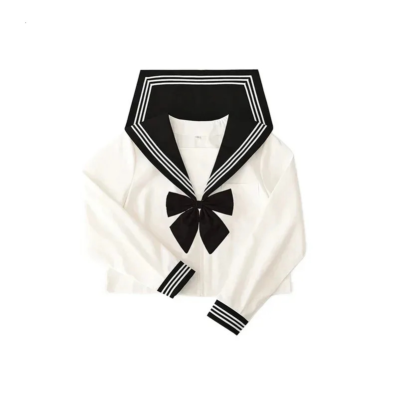 Basic JK Black Collar White Line School Uniform Female Sailor Set Folded Skiing Japanese Style Costume Anime COS 250326