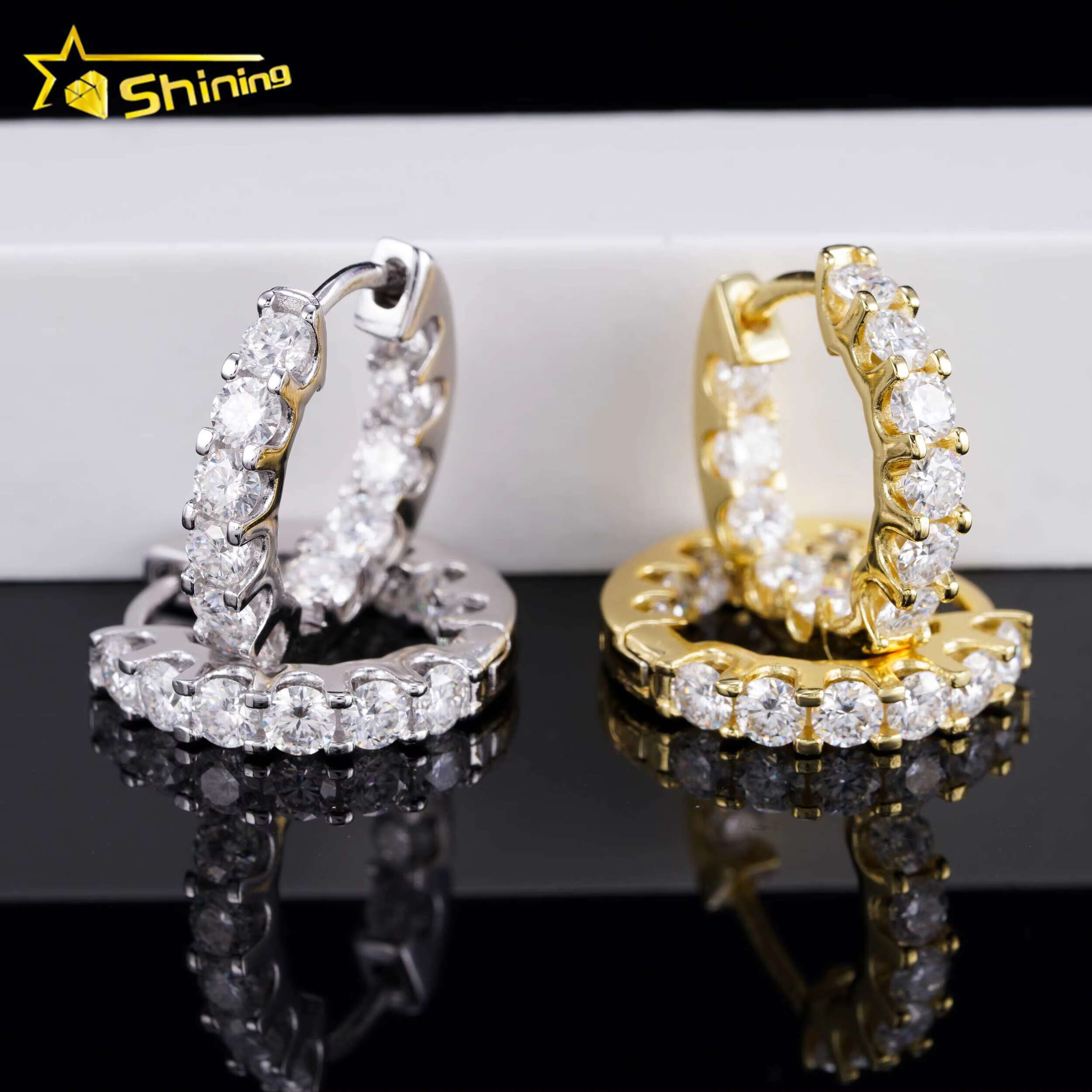 New Arrival Hot Sale Design Tennis Earrings 925 Silver 3.0mm GRA Moissanite Hoop Earrings Fashion Jewelry
