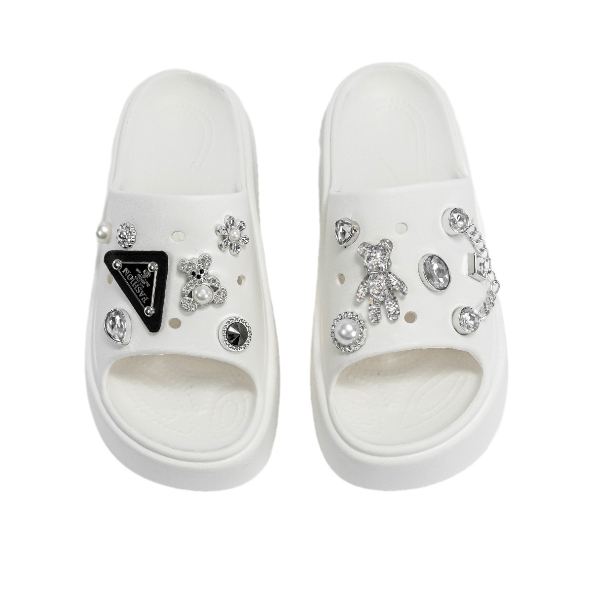 New triangle brand thick sole increase slippers female EVA outside wear summer flip-flops cross-border new casual slippers wholesale 2025