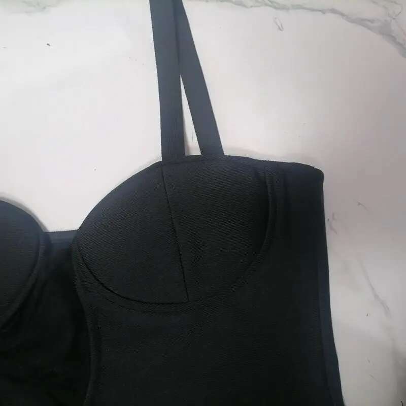 Dongdumaoyi Vrouwen Zomer Zwart Hemdje See Through Mesh Hollow Sexy Mini Bandage Een Stuk Jurk C