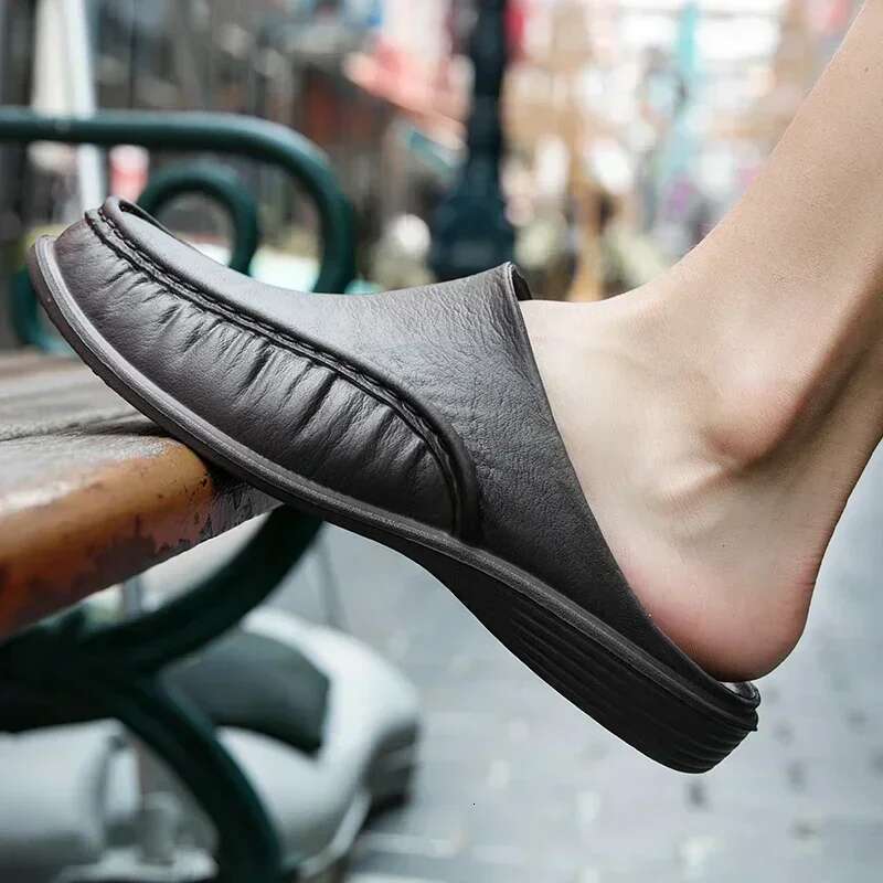 Men's Slippers EVA Slip on Flats Shoes Walking Men Half Slipper Comfortable Soft Household Sandals Size 40-47