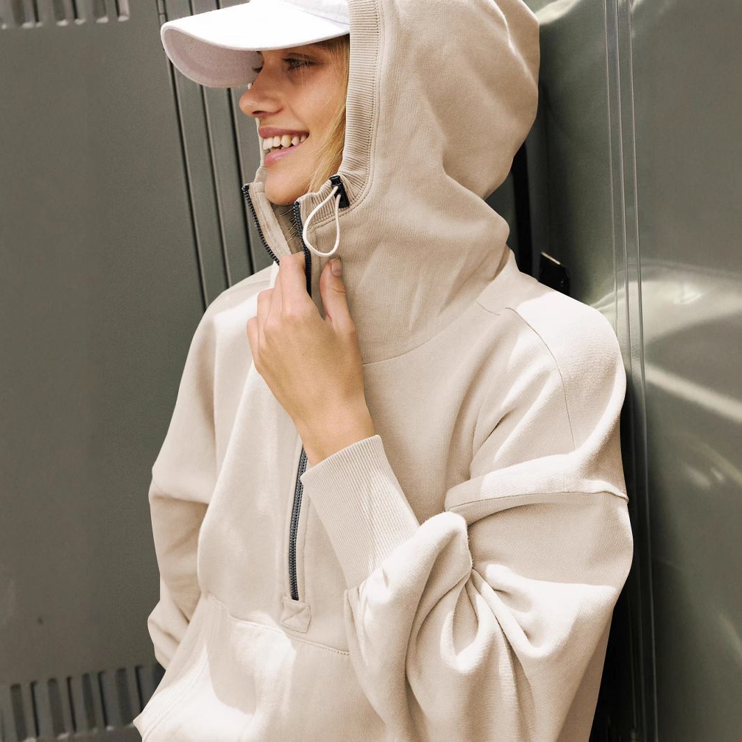New Hooded Sweater For Women s Fashion Brand Sports Hoodie With Zipper Drawstring Long Sleeved Top Coat