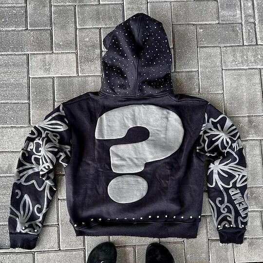 American letter foam printed street trend Y2K destroyed hoodie loose pullover sweatshirt gift for man