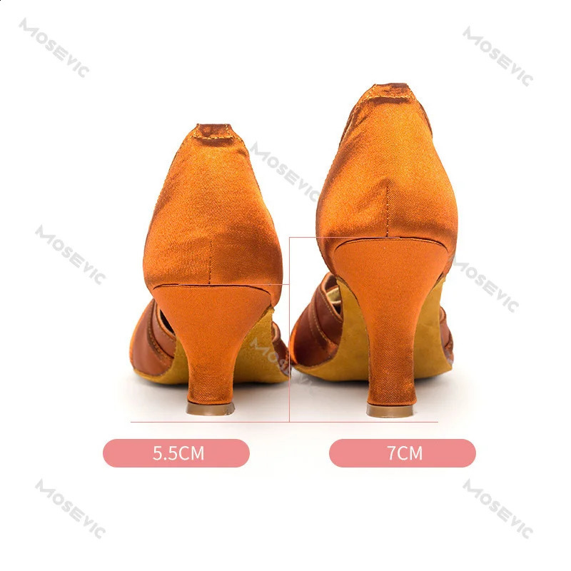 Silk Satin Latin Dance Shoes Tango Salsa Ballroom Dancing Shoes For Women Indoor Professional High Heels Dance Sneakers 5.5/7cm 250327