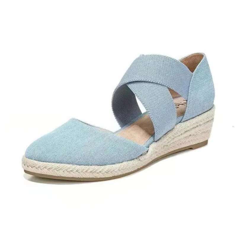 Women Sandals Summer Solid Color Cross Belt Casual Wedge Sandal Fashion Outdoor Beach Ladies Shoes