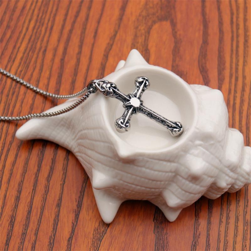 60cm New stainless steel cross sweatshirt necklace