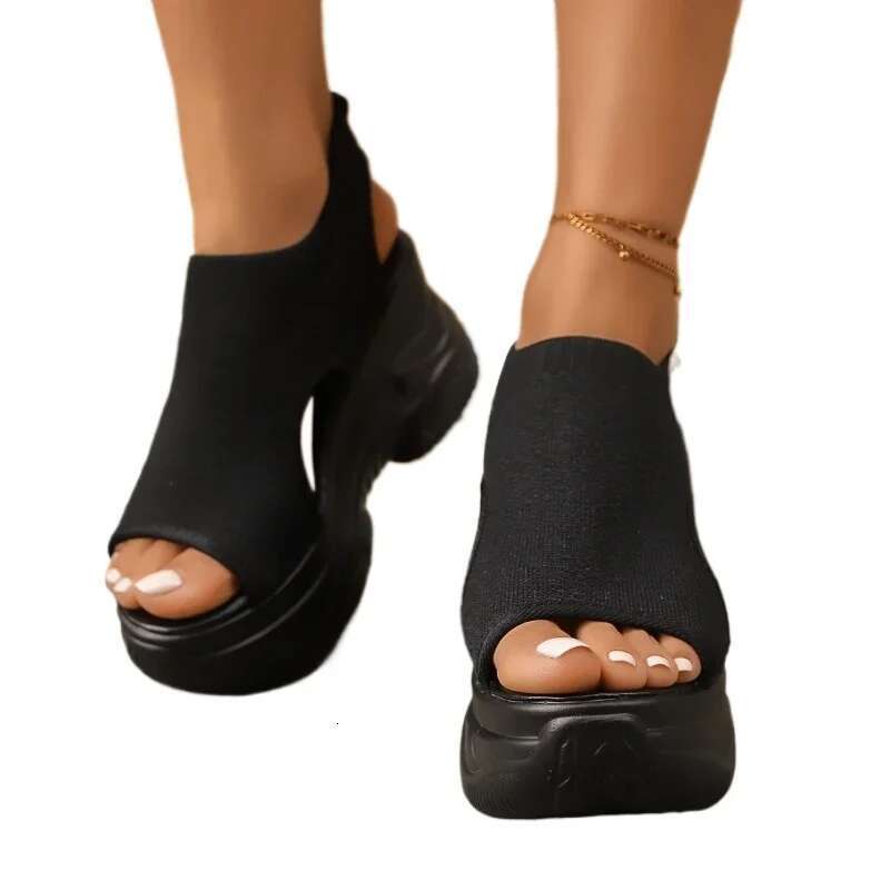 New Summer Chunky Platform for Women 9CM Wedges Peep Toe Slip-On Women's Sandals Ladies Casual Shoes