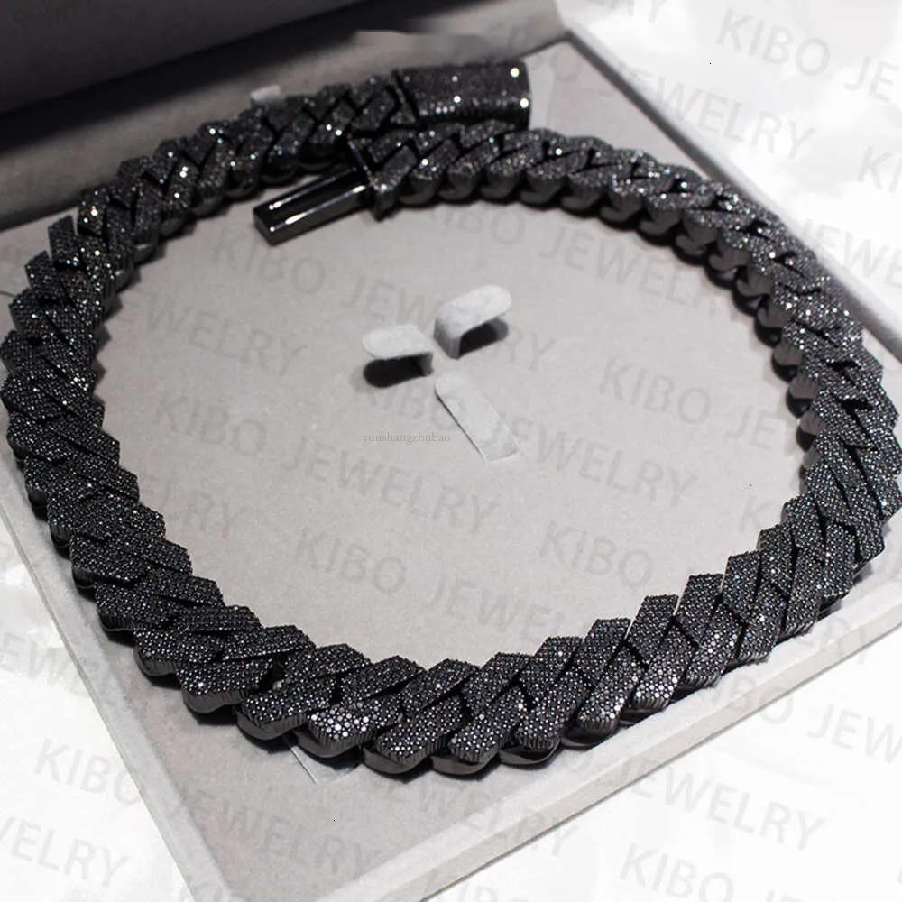 classics Hip Hop Rapper Mossanite Necklace Jewelry Vvs Sterg Sier 20mm Black Dia Moissanite Cuban k Chain