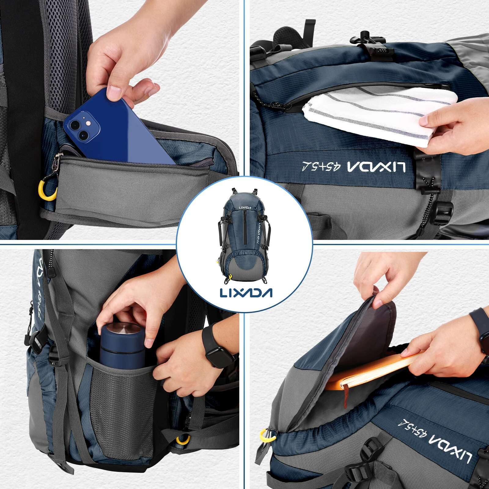 50L Waterproof Outdoor Sport Hiking Camping Travel Backpack Pack Mountaineering Climbing Trekking Bag Knapsack With Rain Cover