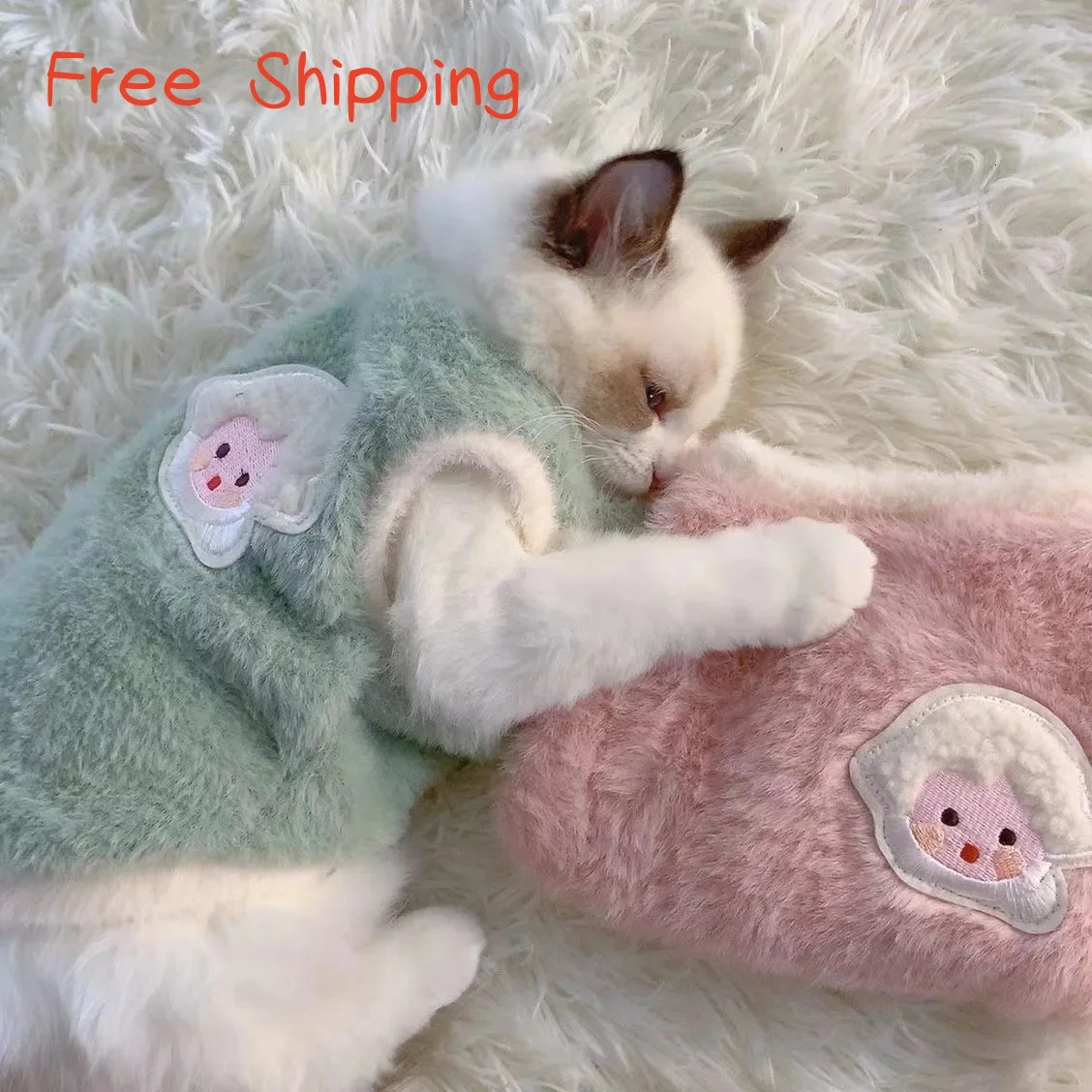 Cute autumn and winter cat clothes warm and thick vest anti shedding fur cloth even pet clothes 250326