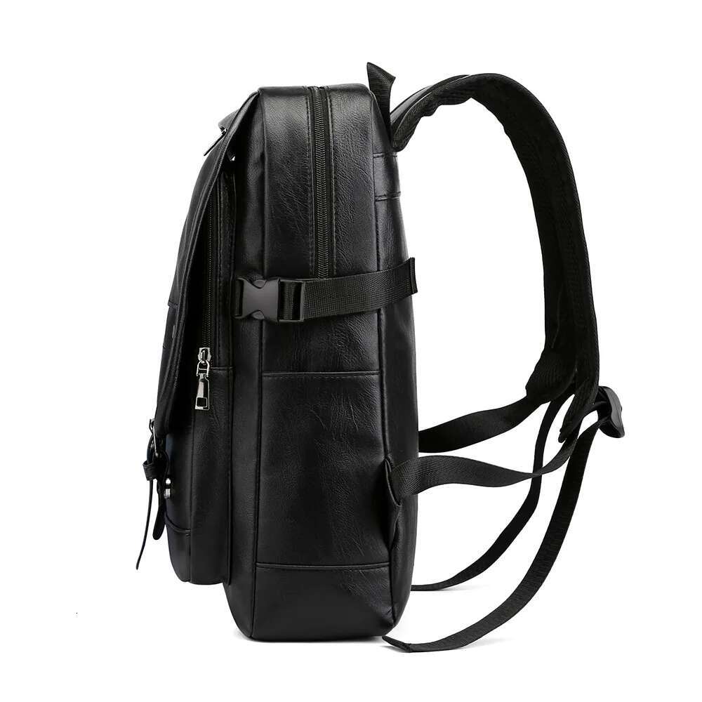 Tilorraine Traveg Business Men's PU Backpack Fashion Leisure Student Schoolbag Leather Vintage Shoulder Bag Men