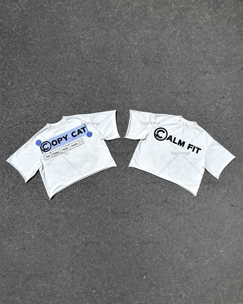 European and American Street Summer Shortsleeved Oversized Loose Cotton Tshirt with Graphic Print Casual Versatile Tops Men 250318