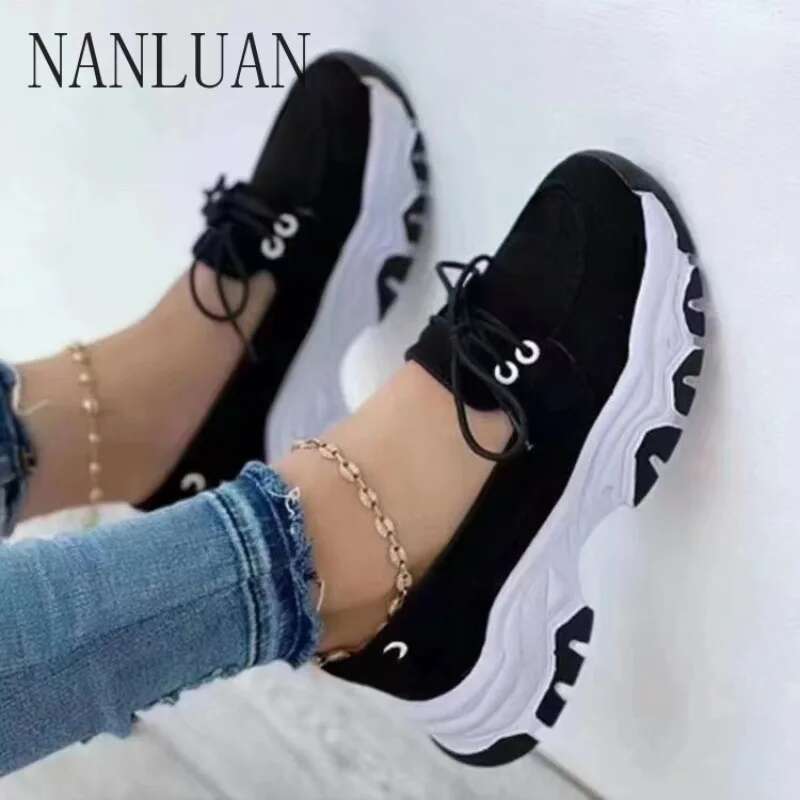 Boutique Classic casual autumn new solid color high quality women's comfortable thick sole trendy shoes