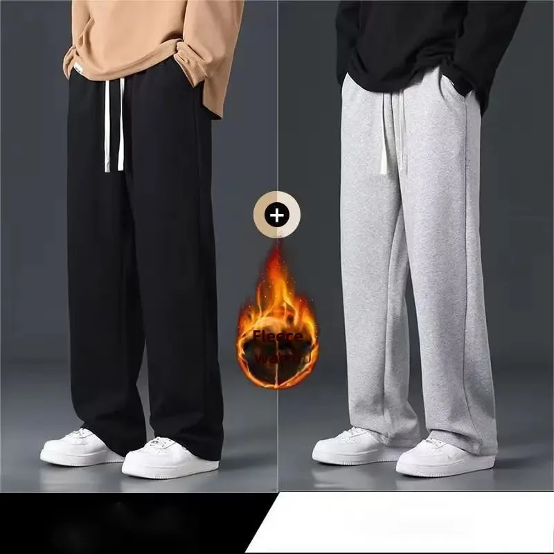 Versatile Casual Straight Leg Mens Pants Loose Fit Hong Kong Style Trendy Pocket Cuff Bottom Suitable for All Occasions 250327