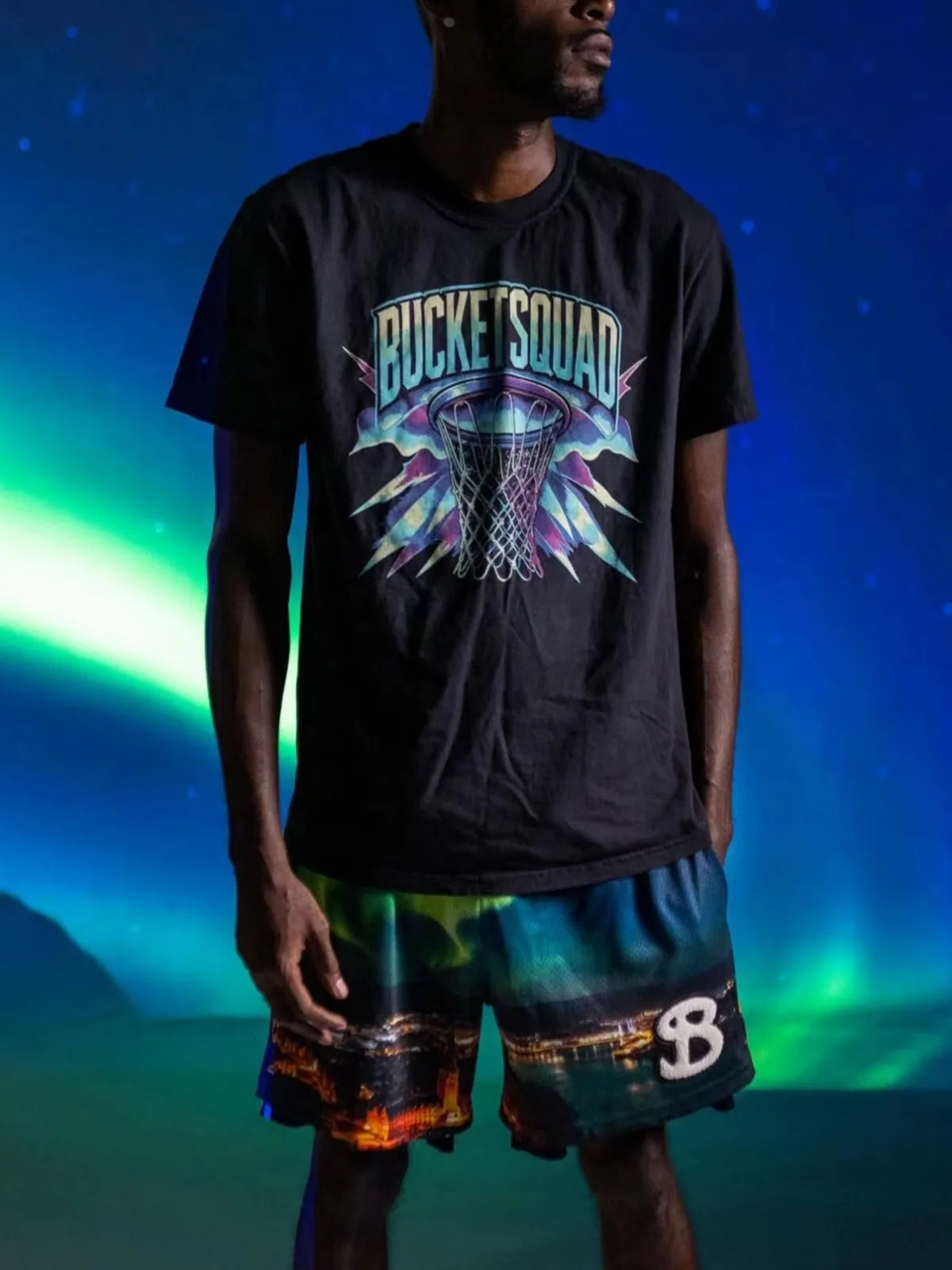 Summer fashion mens shorts BKTSQD Aurora Wind Net quick drying casual sports running quarter basketball pants 250322